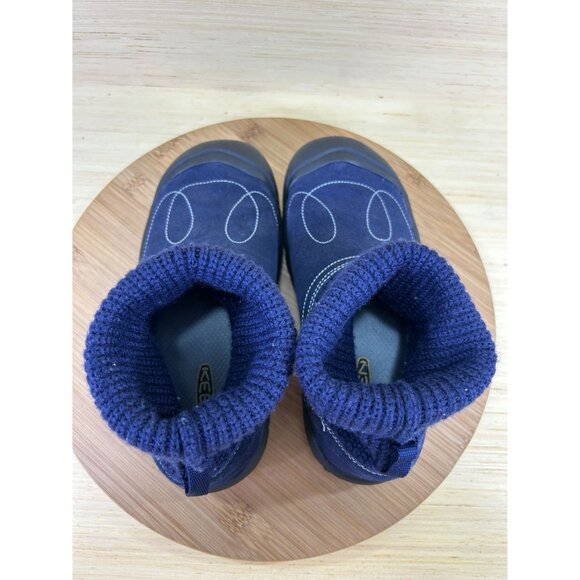 Keen Toddler Shay Blue Leather Knit Ankle Slip On Boots Youth Size 5 - Picture 5 of 8